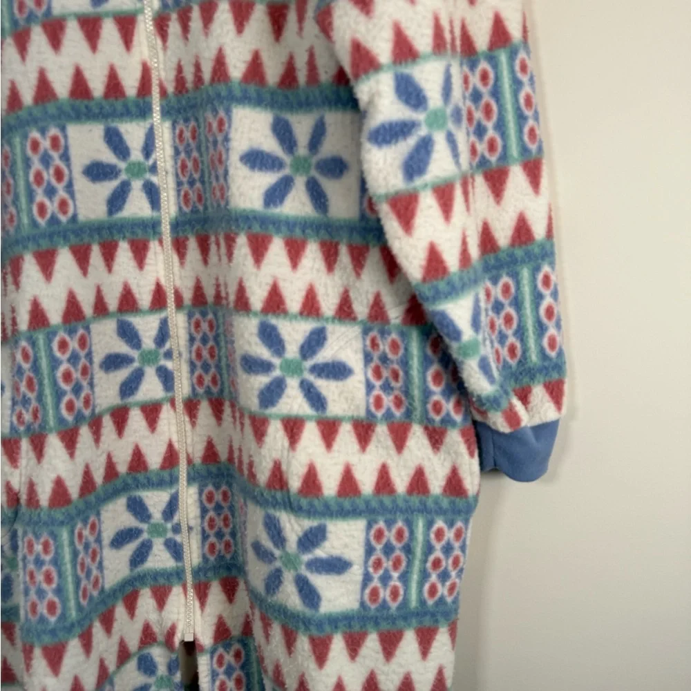 Leisure Wear Vintage VTG‎ Fleece Granny Cottage Core Zip Up House Dress Medium